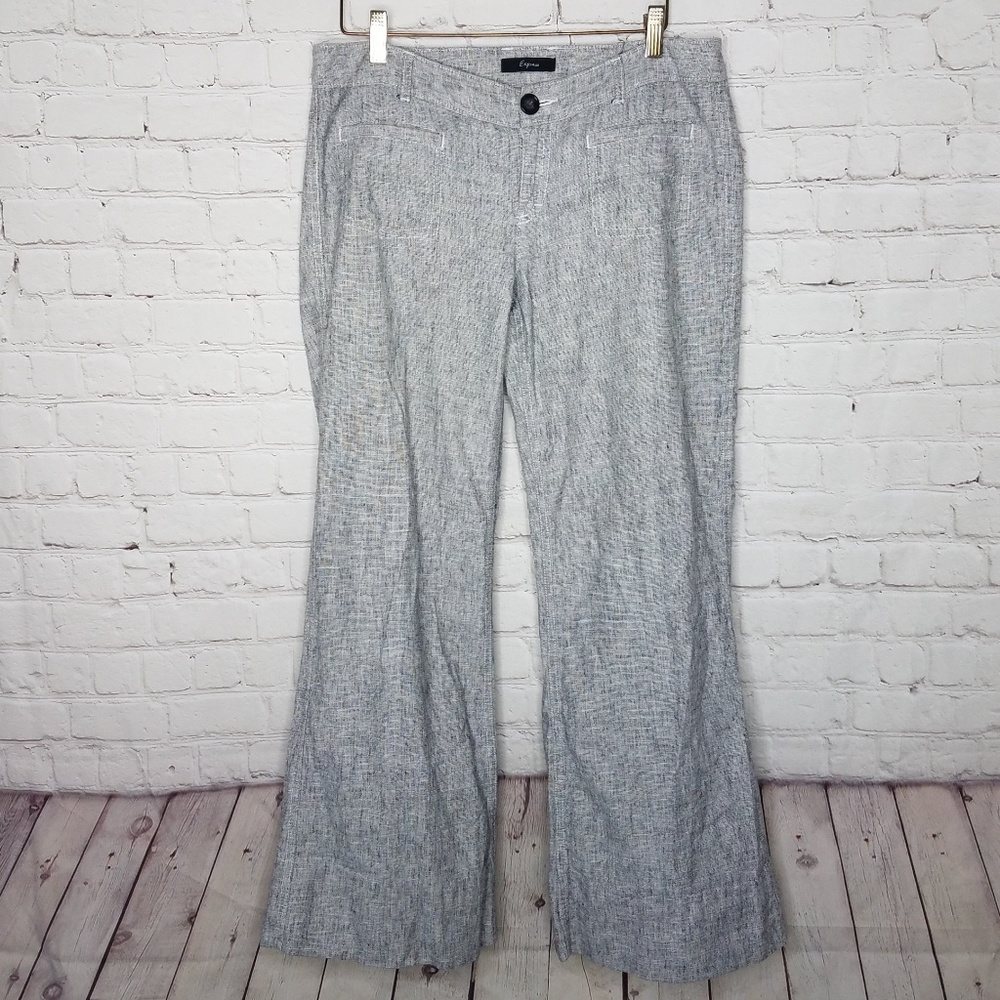 Express Linen Blend Gray Wide Leg Pants Size 8